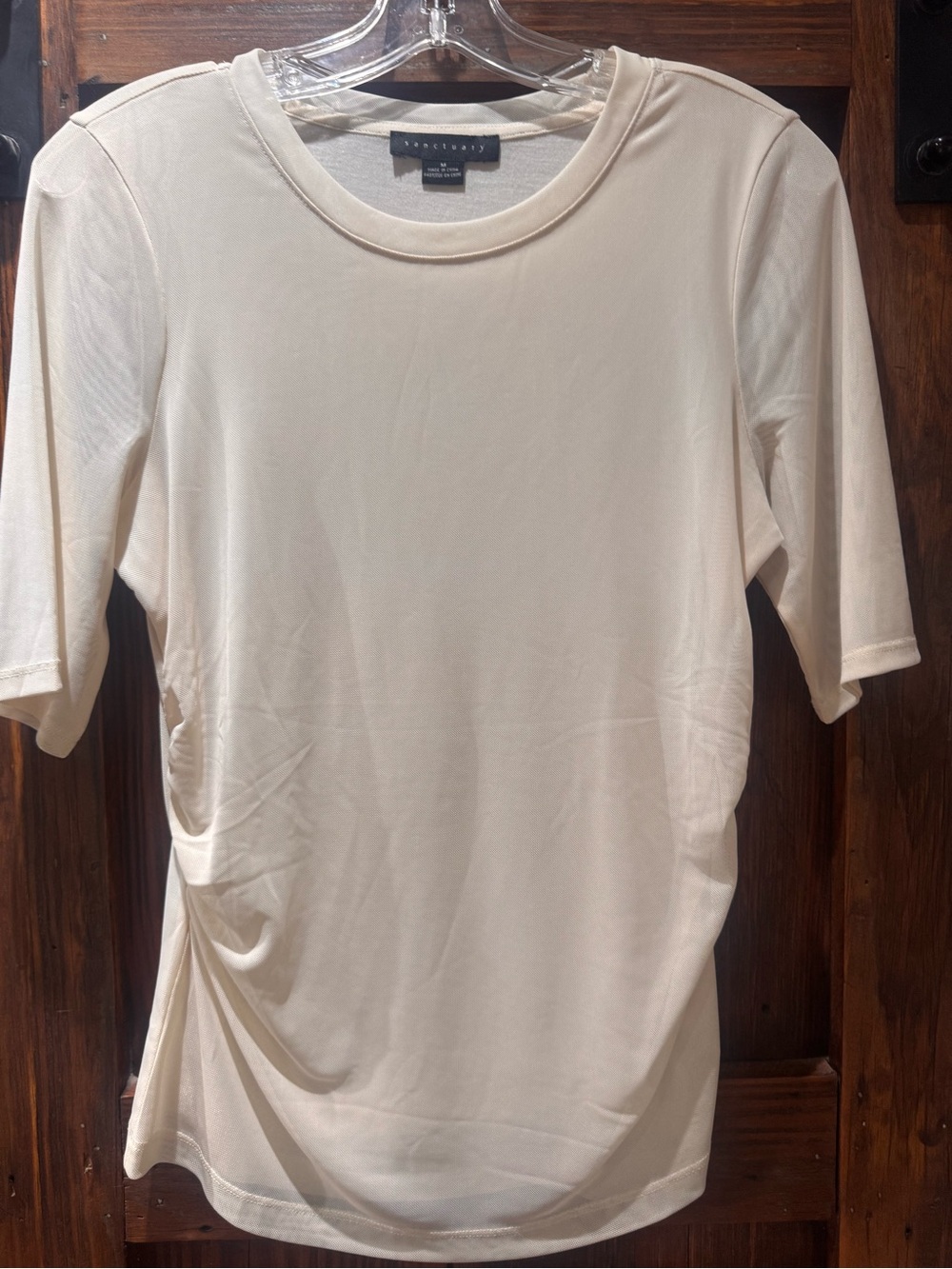 Sanctuary Cream Short Sleeve Side-Ruched Tee NWOT